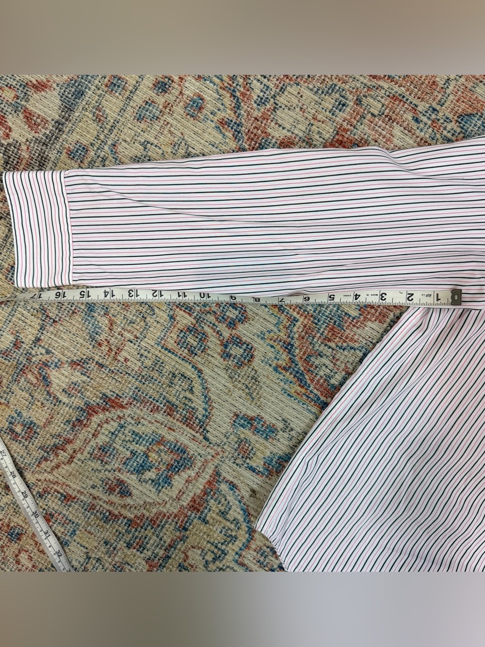 Lauren Ralph Lauren Shirt L Pink Black Pinstripe 100% Cotton Non Iron Preppy - Picture 9 of 10